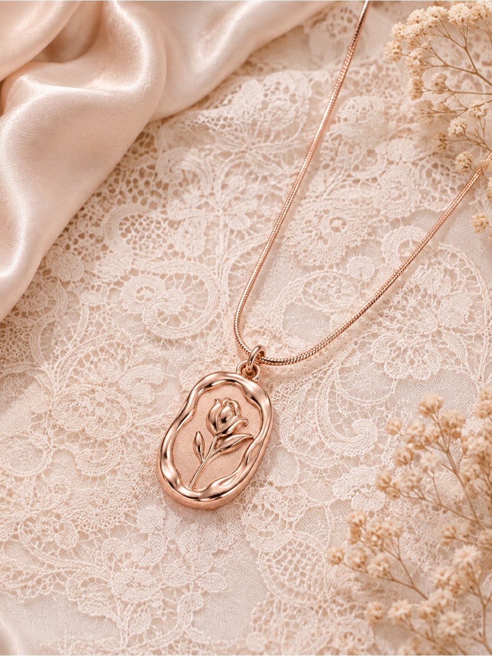 Rose Gold-Tone Rose Medallion Necklace 🌹